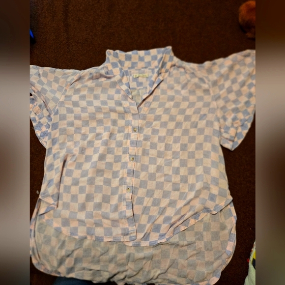 We The Free Pink And Purple Checker Oversized Shirt Size Large - Picture 1 of 12